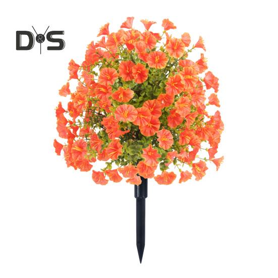 Искусственные цветы ипомеи, искусственный куст ипомеи с колышком для установки в грунт, реалистичная искусственная зелень, кустарники для улицы, для дома, для фермерского дома, для крыльца, для патио