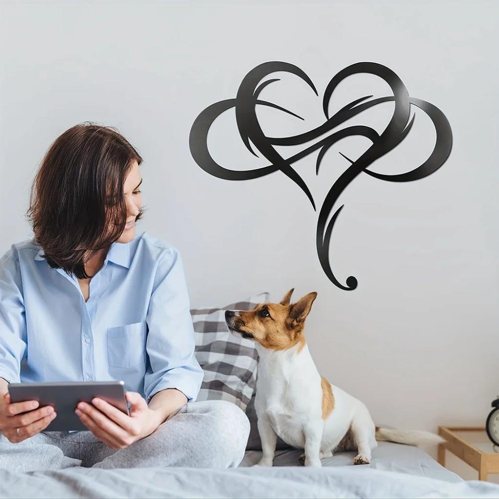 Unique Infinity Heart Metal Wall Decor – Steel Art Geometric Set, Perfect for Home, Wedding, and Living Room, Cut-Out Love Shape