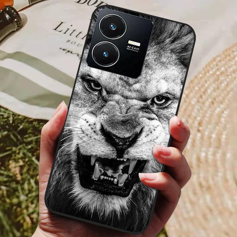 Для чехла Vivo Y22 Y22s 2022 Модный расписной черный силиконовый мягкий чехол на заднюю панель Для чехла для телефона Vivo Y22s VivoY22 Y 22 Y22 s 4G Coque