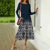 Women's  Printed Casual Dress Spring Autumn Pocket Round Neck Long Sleeve Dresses