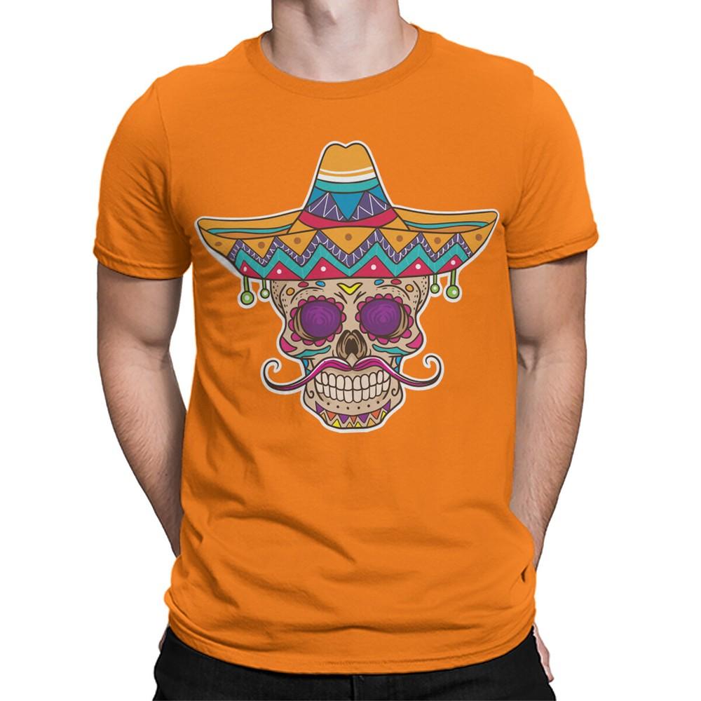 Colorful Sugar Skull Sombrero TShirt Day of the Dead Design Mens Friendly DOTD