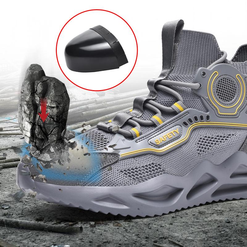 Men Women Steel Toe Safety Shoes Rotating Push Button Puncture Proof Work Sneakers Breathable Anti-smash Anti-stab Construction Security Shoes