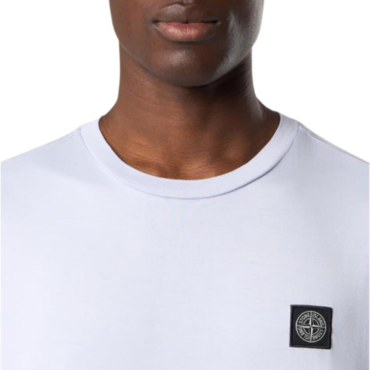 STONE ISLAND Ss25 Однотонная трикотажная футболка с логотипом, удобная, облегающая, с круглым вырезом, из стиранного хлопка, однотонная, с коротким рукавом, мужская футболка K1S1521000-39S0013-V0088