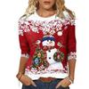 Tops For Women 3D Snowman Wreath Print Round Neck Long Sleeve T-shirt Fall Casual Women's Long Sleeve Top for Christmas