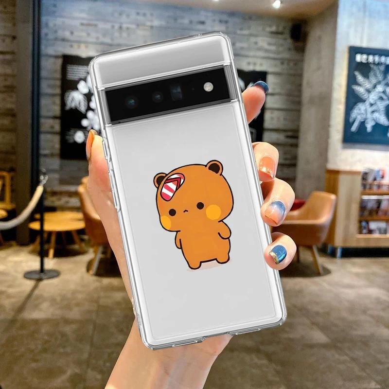 Мультяшный медведь DUDU Чехол для телефона для влюбленных пар Google Pixel 8A 7 7Pro 8 Pro 6A 6 9Pro XL Милые пары Прозрачный мягкий ТПУ Чехол Fundas