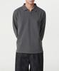 MUSINSA STANDARD Slit Neck Long Sleeve Pique Polo Shirt [Gunmetal]