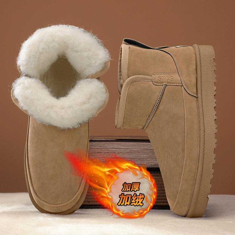 Мужские зимние теплые ботинки для снега, нескользящая хлопковая обувь, бархатные теплые ботинки, хлопковая мужская обувь, высокие зимние ботинки для отдыха на природе