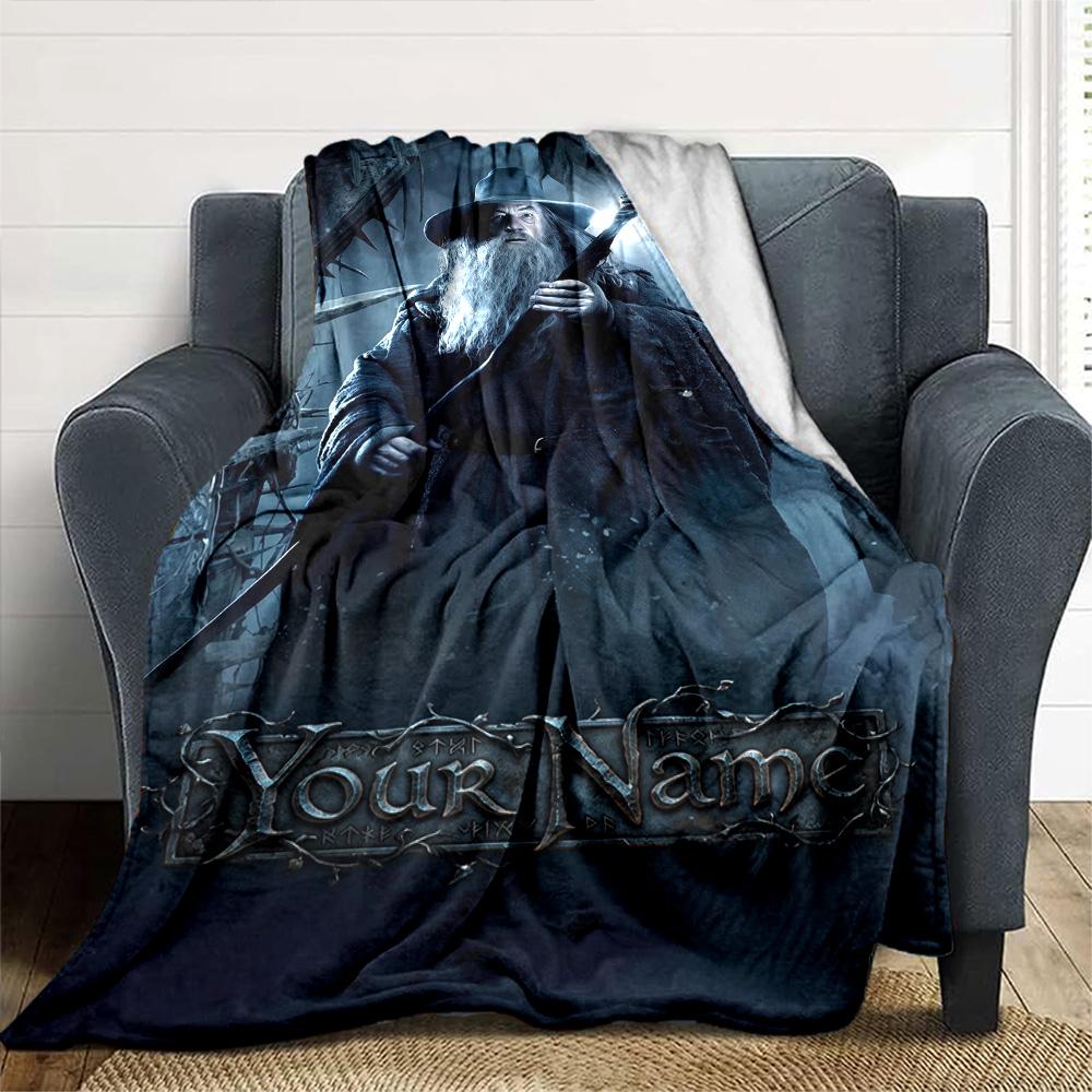 Lord Rings Customize Text Blanket Multi-purpose Personalized Blanket Warmthful Decor Suitable for Office Office Chair Seaside Livingroom