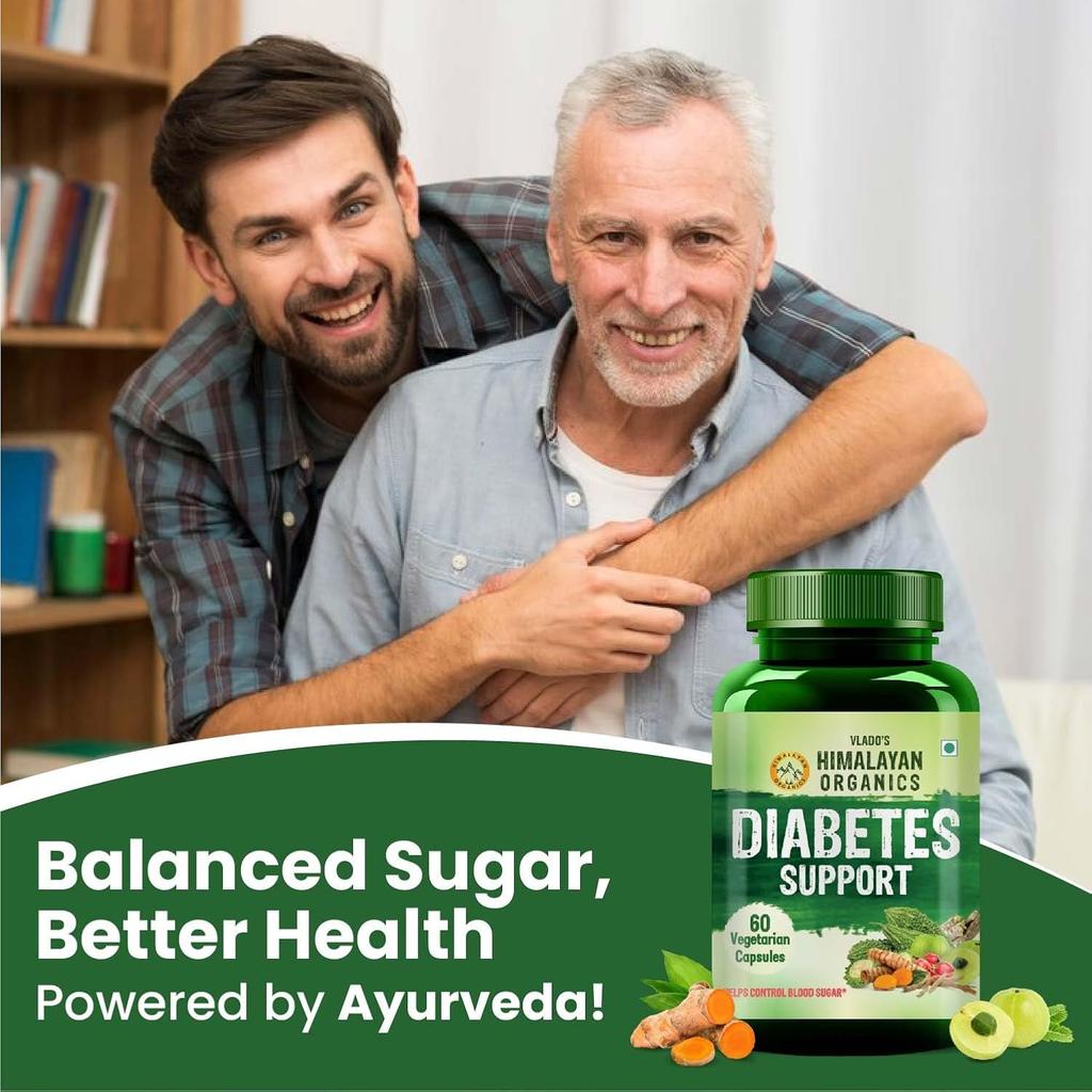 Vlado's Himalayan Organics Поддержка при диабете 60 растительных капсул Травяная формула для поддержания уровня сахара в крови