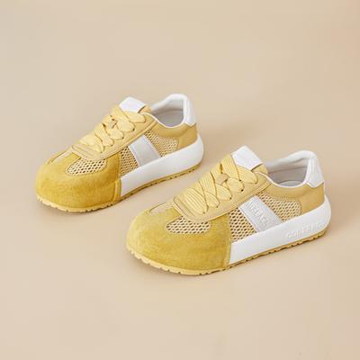 Летние тонкие немецкие тренировочные туфли женские туфли 2025 новые сетчатые маленькие белые туфли универсальные, удобные и дышащие на толстой подошве повседневные кеды