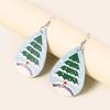 European & American Christmas Festival Water Drop Earrings with Merry Christmas & Christmas Tree Leather Pendants