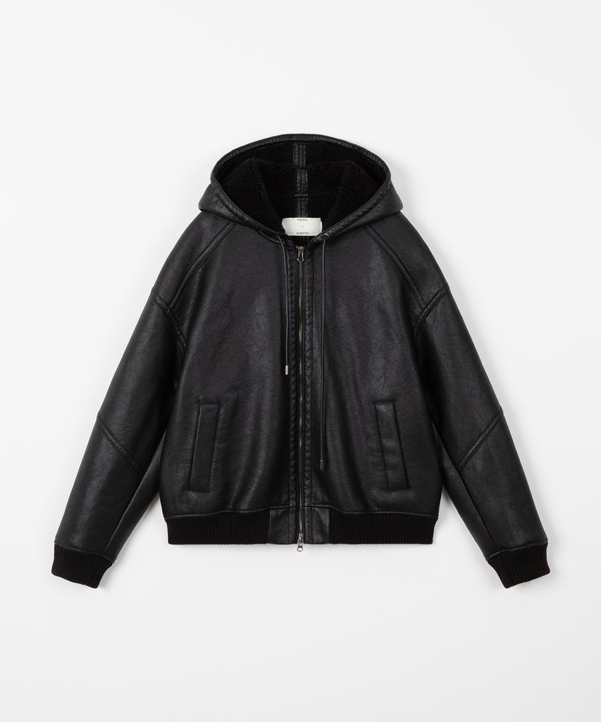 THEENDQUESTION Hooded Shearling Jumper / Black