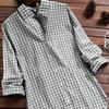 2025 Чистый хлопок клетчатый воротник с длинными рукавами ретро рубашка для женщин