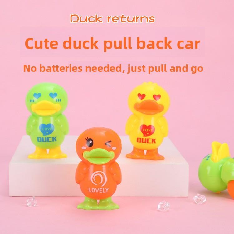 Mini Plastic Cartoon Duck Toy With Rolly Function Kids Interactive Play Car