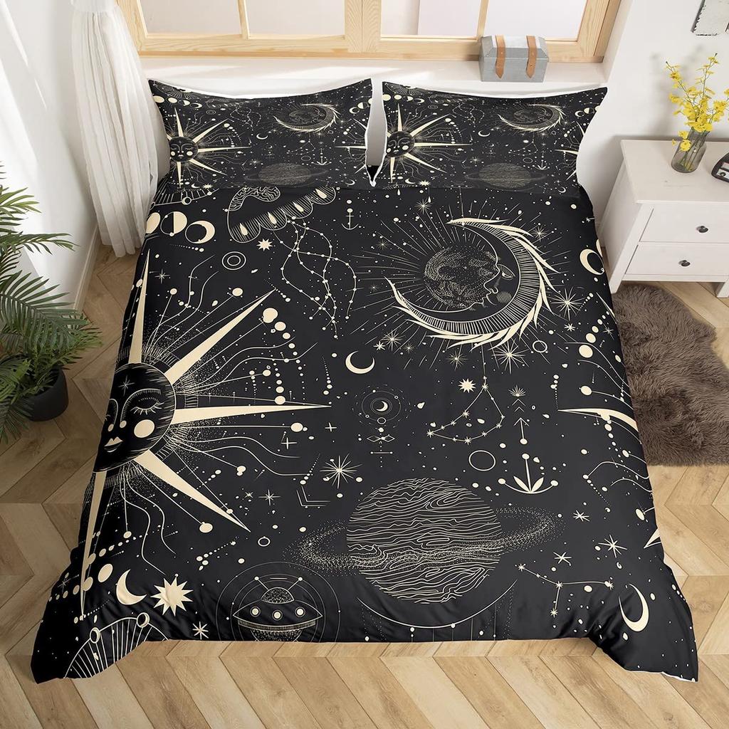 Комплект пододеяльника Sun And Moon King Size Фиолетовый Лиловый Ловец снов Звездный Постельный комплект Для Детей 2/3 предмета Богема Покрывало