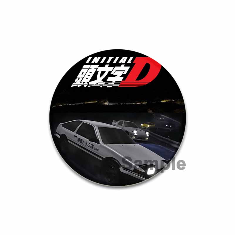 32/44/58MM Initial D Anime Enamel Pins for Clothes Bag Decor Round Cartoon Brooches On Backpack Racing Badge Jewelry Gift Accessory