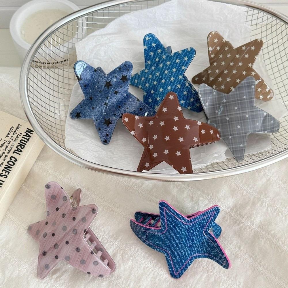 Geometric Acrylic Shark Clip Pentagram Hair Clips Trendy Star Shape Hair Claw  Casual