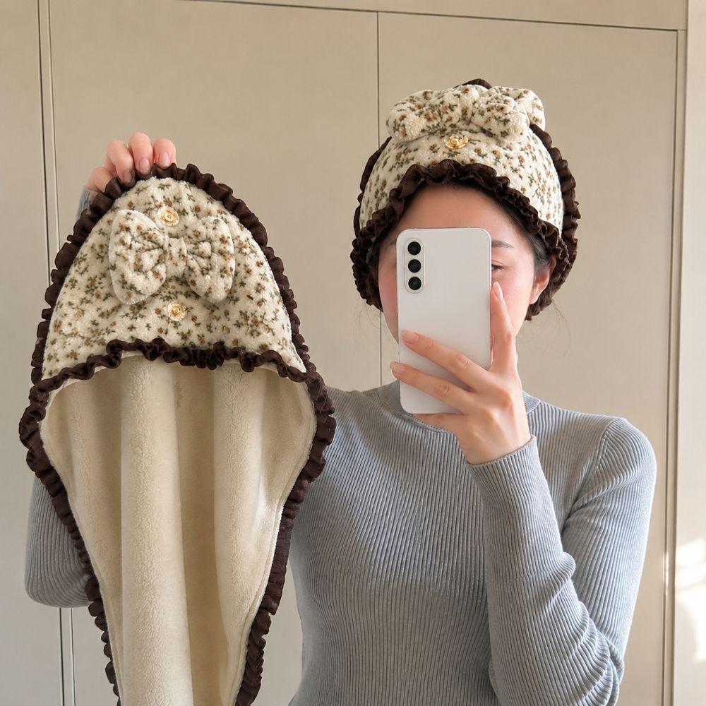 Coral Fleece Hair Towel Wrap Absorbent Shower Cap New Bow Dry Hair Cap For Bathroom,washing Hair