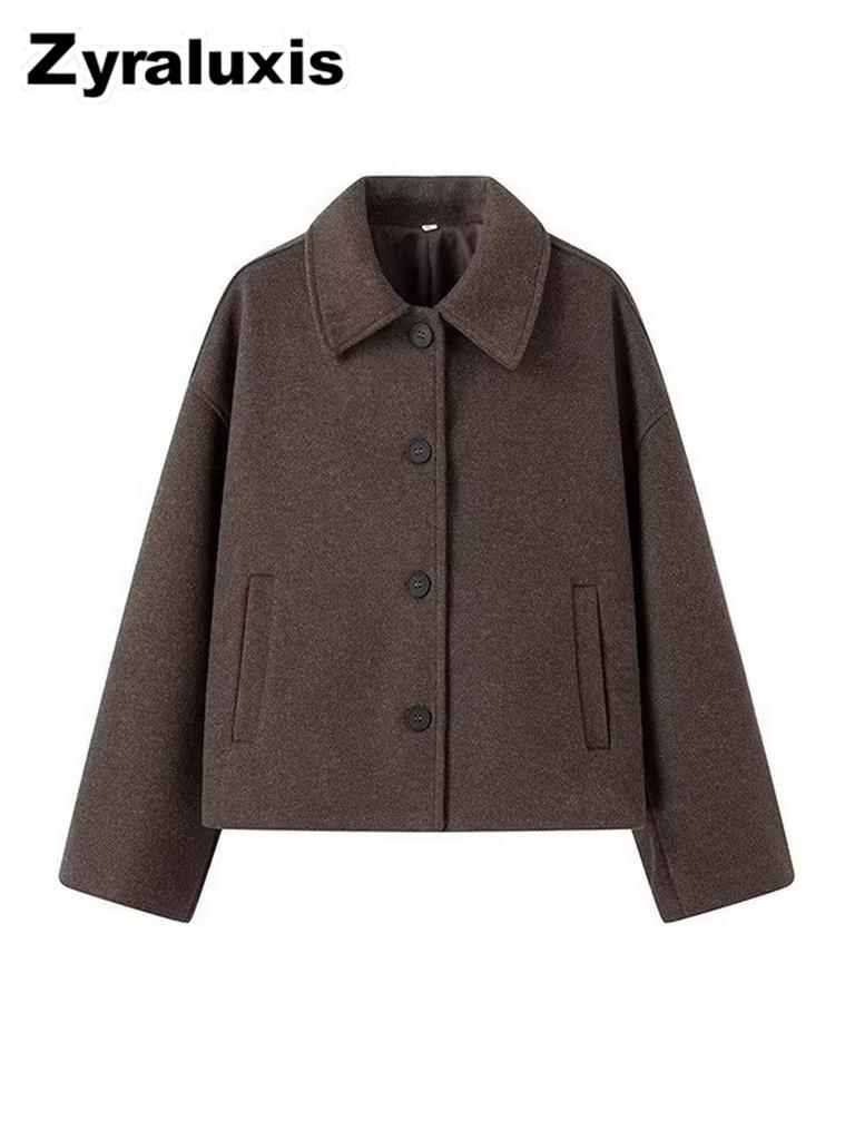 Wool Short Coat for Women - Casual Overcoat