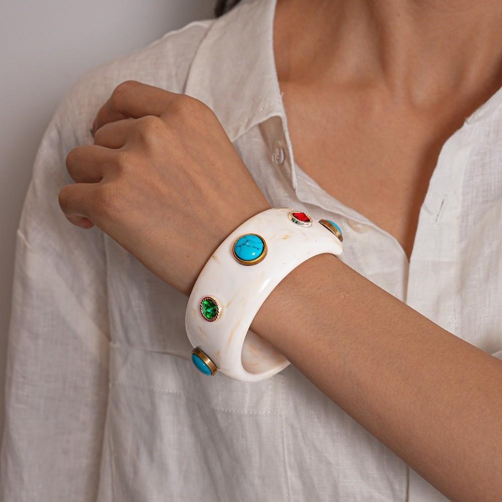 Богемский бирюзовый акриловый браслет бирюзовый ретро кольцо на руку акриловый браслет со стразами украшение