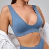 Women's Deep V-neck Sports Underwear Non Steel Ring Running Fitness Yoga Bras Padded Tank Tops Vest Bralette Crop Top Brassiere