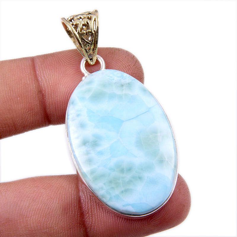 Подарочный кулон из чистого серебра 925 пробы Natural Republic Ларимар 2 дюйма t6h82