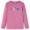Children's Long-sleeved T-shirt with Glittery Word 2 Colors and 5 Sizes Available