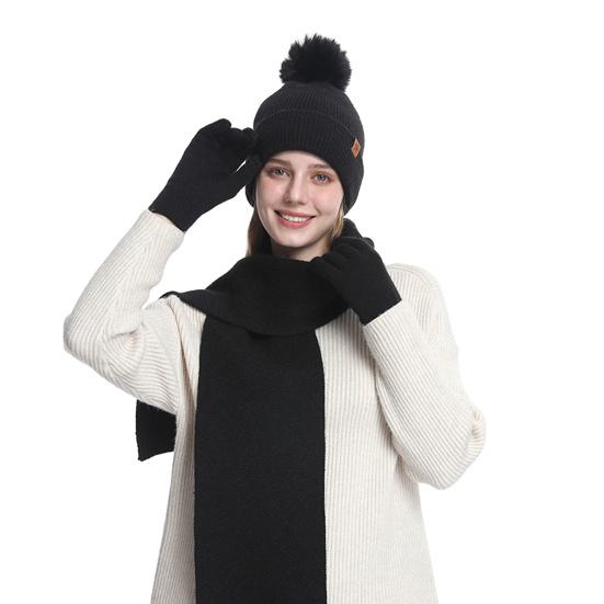 3 шт./комплект, женская зимняя шапка, шарф, перчатки, комплект, толстая трикотажная защитная шапка для ушей, перчатки, эластичная ветрозащитная зимняя шапка-купол для велоспорта, шапка-бини с шейным убором