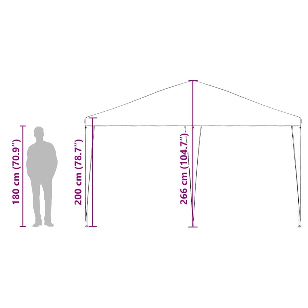 Party Tent White 400 x 400 x 266 cm Polyethylene and Steel