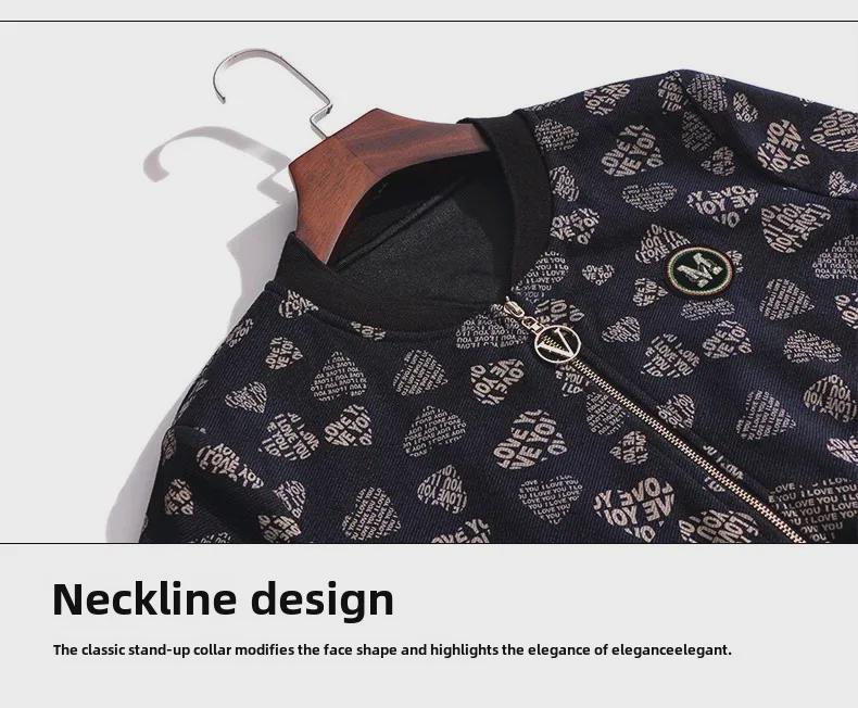 Женский кардиган на молнии в корейском стиле с принтом - Весенне-осенняя куртка с длинным рукавом и воротником-стойкой