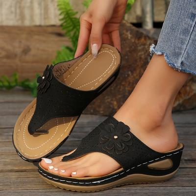 Женские сандалии на танкетке с зажимом и носком, летние шлепанцы на платформе из искусственной кожи, женские легкие прогулочные сандалии для диабетиков