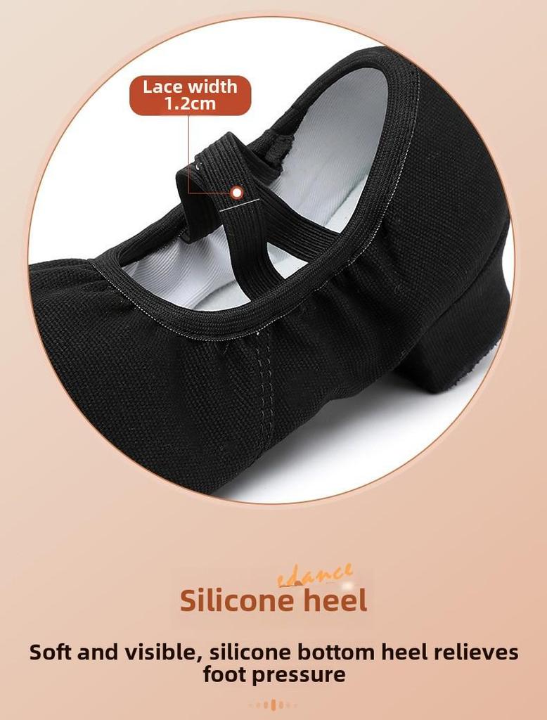 Женские черные нескользящие танцевальные туфли для балета и кадриля, каблуки средней высоты