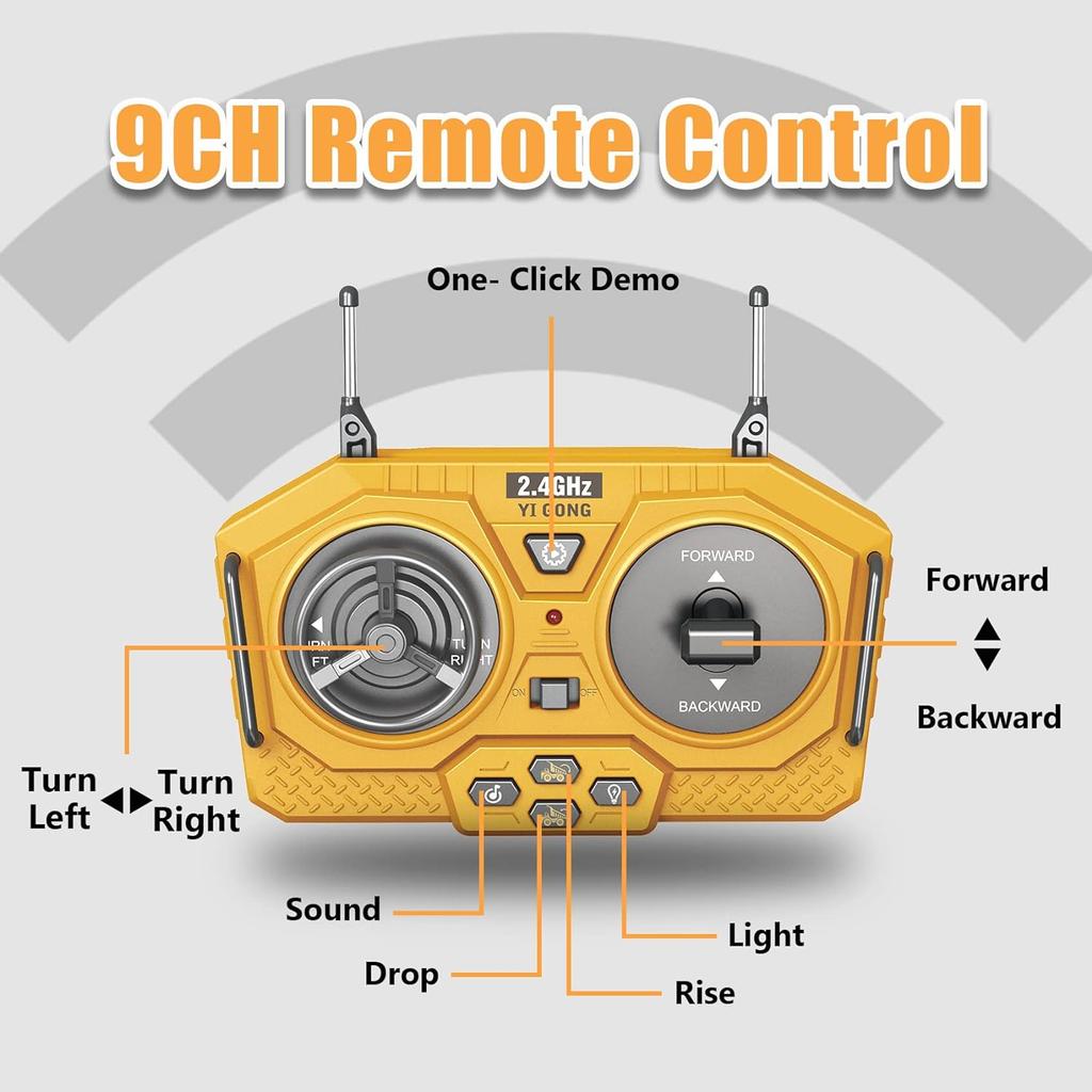 Игрушечный самосвал на радиоуправлении для детей, строительные игрушки с дистанционным управлением, автомобиль с металлической кроватью и светом/музыкой, идеи подарков на день рождения