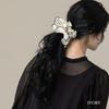JewelVOX Scrunchie Hair Accessory for Organza and Chiffon with Design Women, Piping, Two-Tone (Ivory)