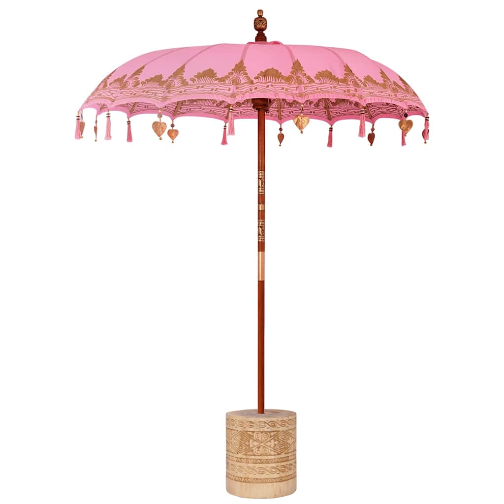 Balinese Sun Umbrella with Base Pink Ø 180 190 cm