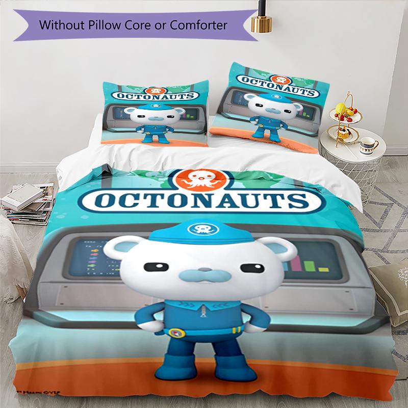 3pcs Octonauts Bedding Set Duvet Cover Closure Includes 1 Duvet Cover & 2 Pillowcases, Soft and Comfortable for All Seasons.