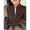Korean Style Half-Zip Cable Knit Sweater for Women - Autumn/Winter 2024