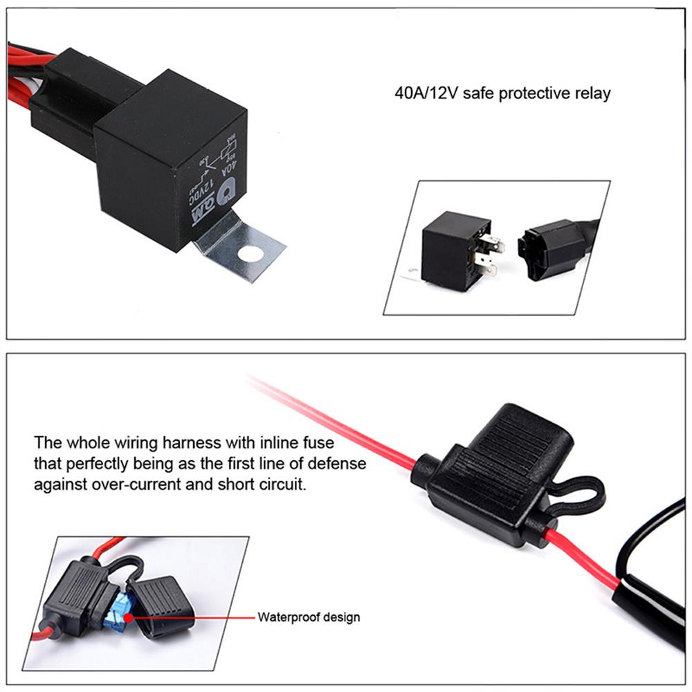 2.2M Fuse 40A 12V Relay Switch Harness Wiring Kit for Fog Light Spot Lights