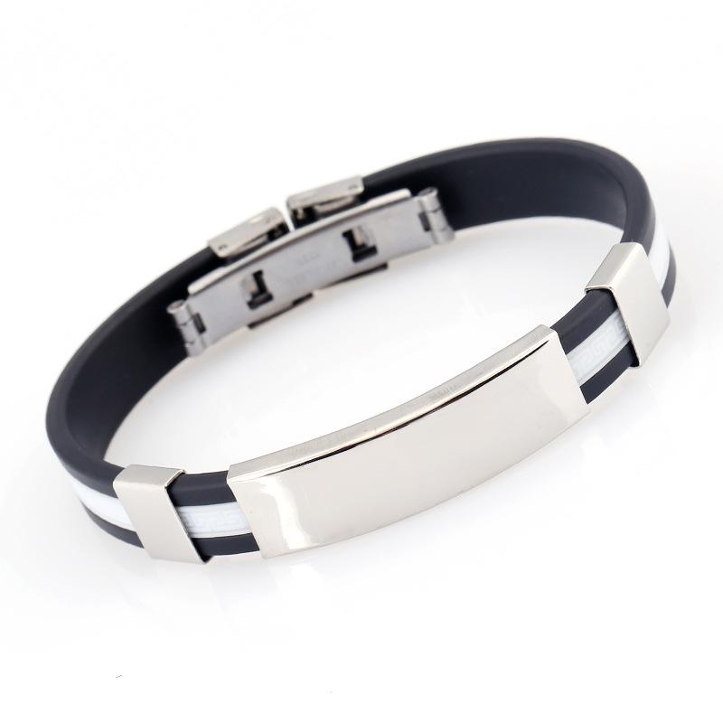 Korean Style Titanium Steel Men's Silicone Bracelet - Trendy Stainless Steel Bangle Jewelry