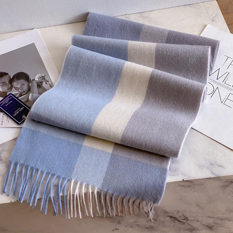 Премиальный темно-синий клетчатый шерстяной шарф для мужчин - роскошный зимний подарок для парня, отца или пожилых людей