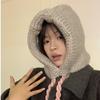 South Korea's new ins balaclava hat, ear protection, warm knitted pullover hat, thick thread, blue wool hat, men's Korea