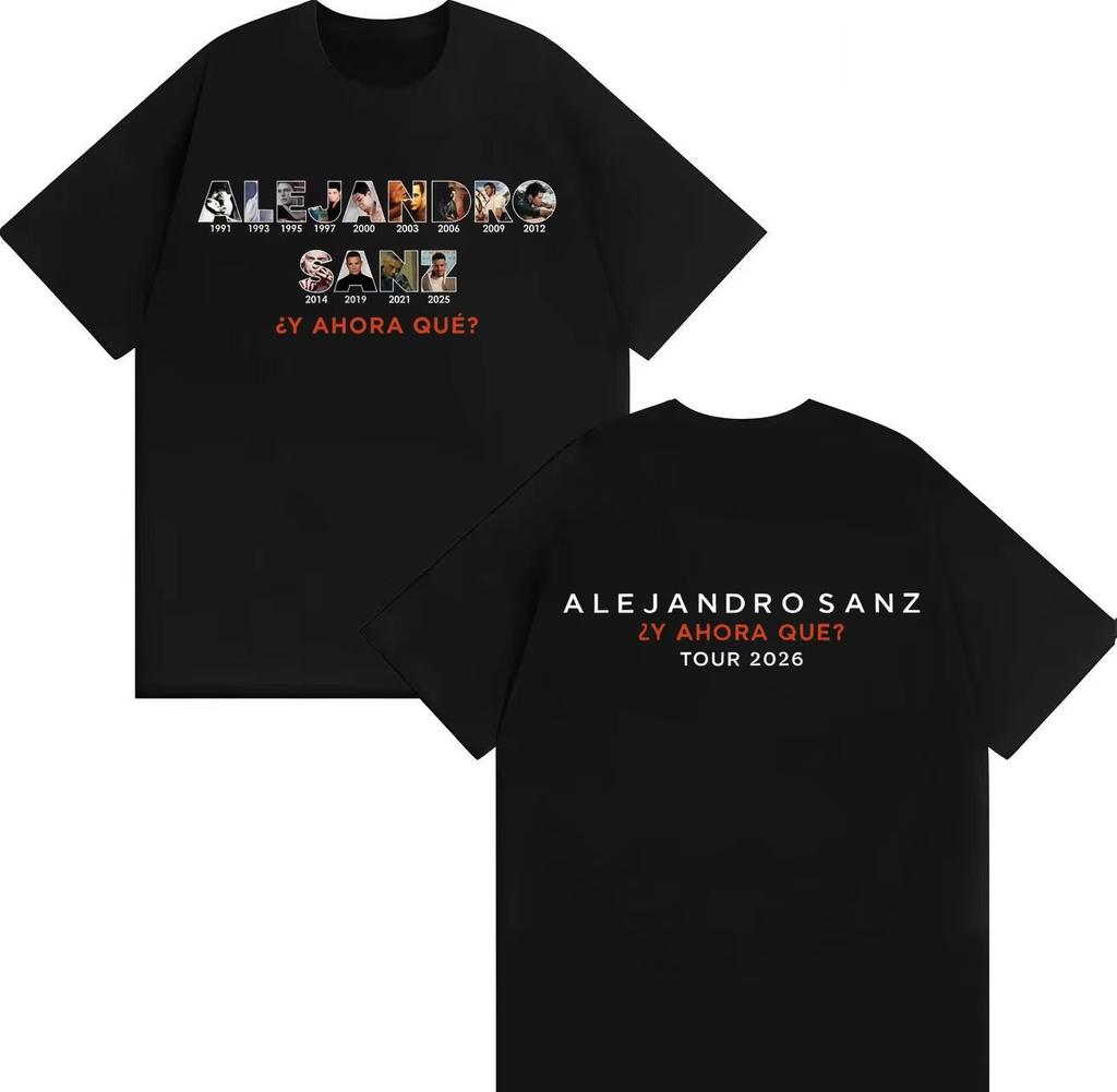 Trendy Graphic Tops Singer Alejandro Sanz 2026 Spring summer Print Tee AestheticTshrit Mens Women Tees Casual Short Sleeve
