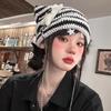 Y2K Cute Y2K Beanie Hat Striped Knitted Beanie Hat Knitting Wool Cap  Autumn Winter