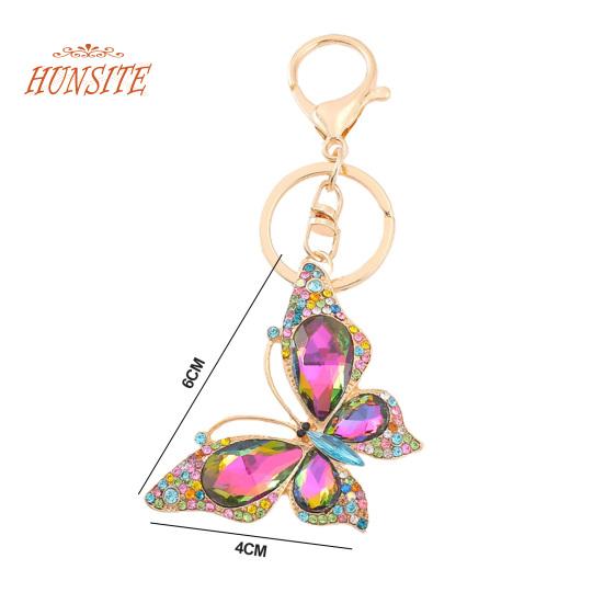 Красочный брелок с бабочками, роскошный женский автомобильный брелок со стразами