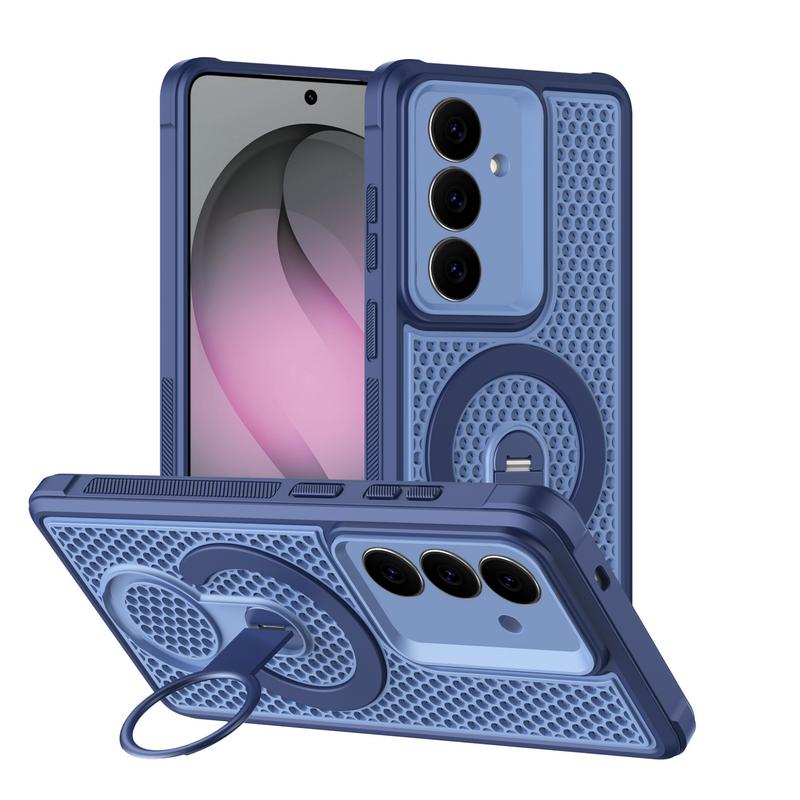 Магнитный чехол с теплоотводом для Samsung Galaxy S26 Ultra S25 Edge S24 Plus S23 FE Гибридный TPU+PC Чехол-крышка с кольцом-подставкой 360°