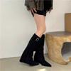 2025 Autumn and Winter New Pointed Toe Heel Pants Boots Internet Celebrity Suede Versatile Knight Boots