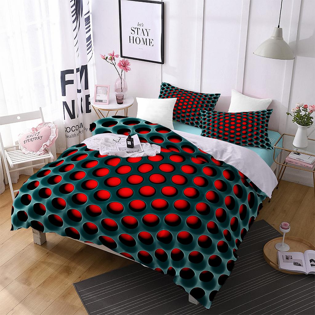 Honeycomb Duvet Cover Set Pink Geometry 3D Printed Bedding Set Polyester Cool Style Double Queen Quilt Cover For Boys And Adults