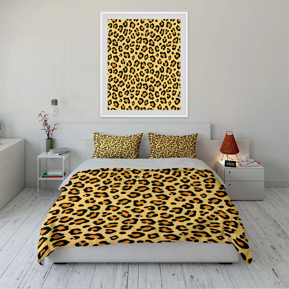 Leopard Print Bedding Set - 3 Pieces Bedding set (1 duvet cover, 2 pillowcases, duvet not included)