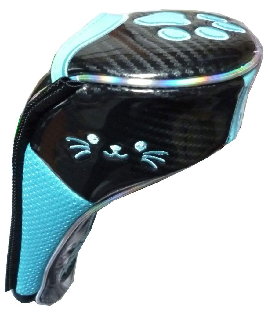 Golf Headcover, Fairway Wood, Paw Print, Magnetic (Black/Sax, Fairway Wood)