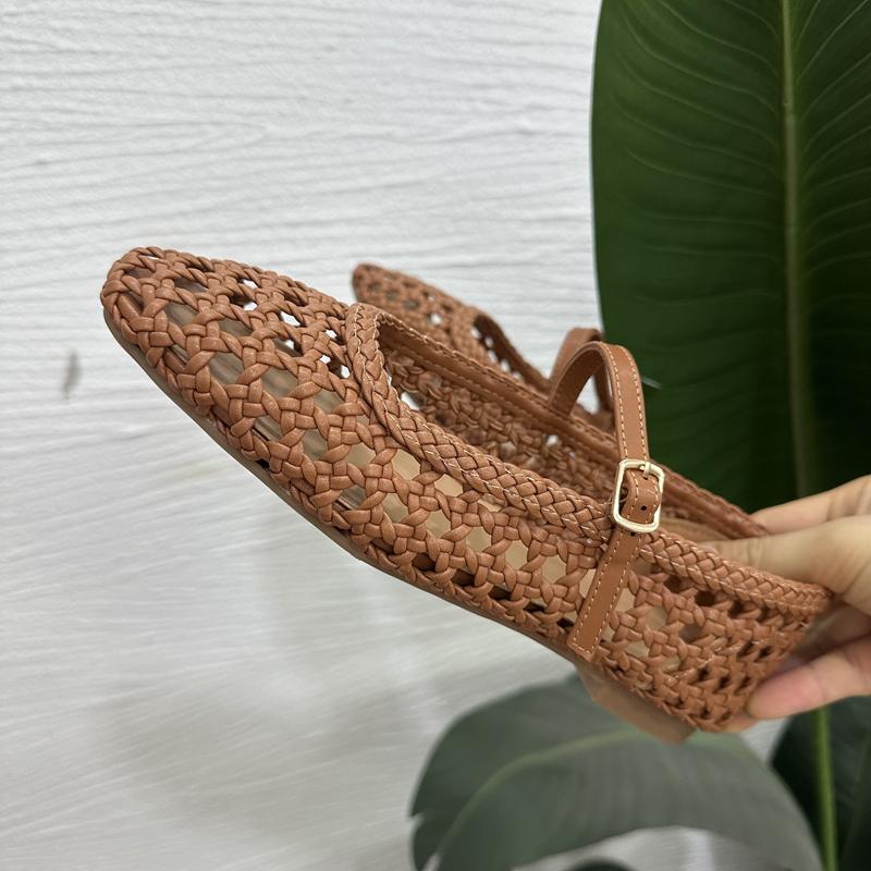 Мода SUOJIALUN 2025 Лето Новая Марка Женская Обувь На Плоской Подошве Мода Плетение Ажурные Слипоны Мэри Джейн Балетки Женские Балетки Мягкая Одежда Одинарные С
